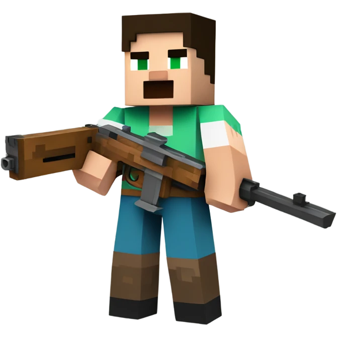 Minecraft Steve with gun emoji