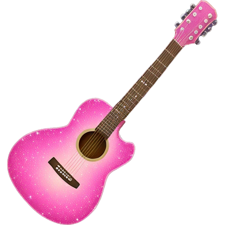 a very sparkly pink acoustic guitar emoji