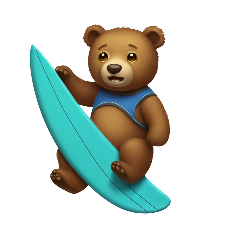 Stuffed bear with surf board emoji