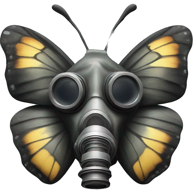 Butterfly wearing gas mask emoji