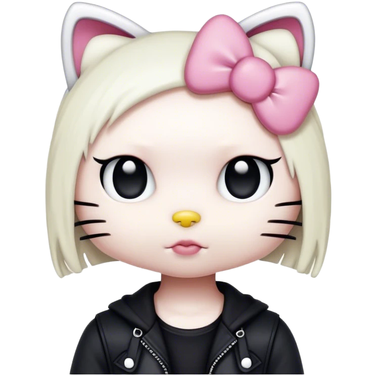 Hello kitty dressed in bald looking emo emoji