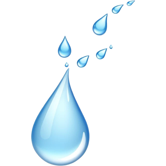 White liquid drops with tails flying to the left emoji