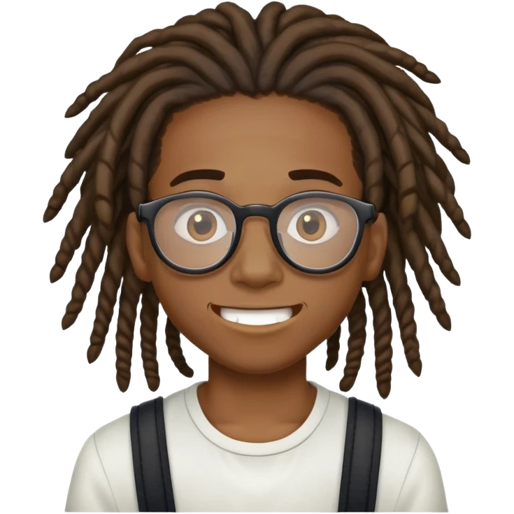 Black boy with braces glasses and dreads emoji