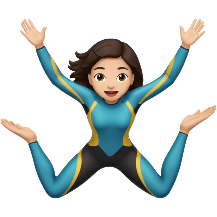 light skin female with dark brown hair. tongue out and hands in diving position in front of body emoji