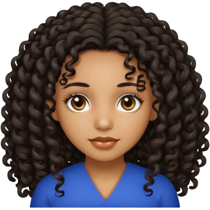 Beautiful Haitian and Puerto Rican girl with light brown skin and long black length very curly hair and beautiful hazel eyes emoji