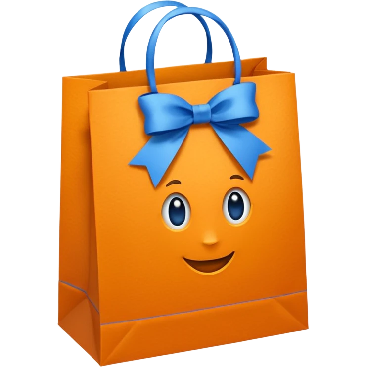 orange gift bag with blue handles emoji