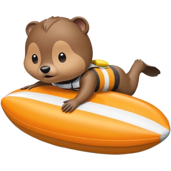 A focused beaver swimmer wearing a racing suit, diving past a floating buoy chibi cute


 emoji