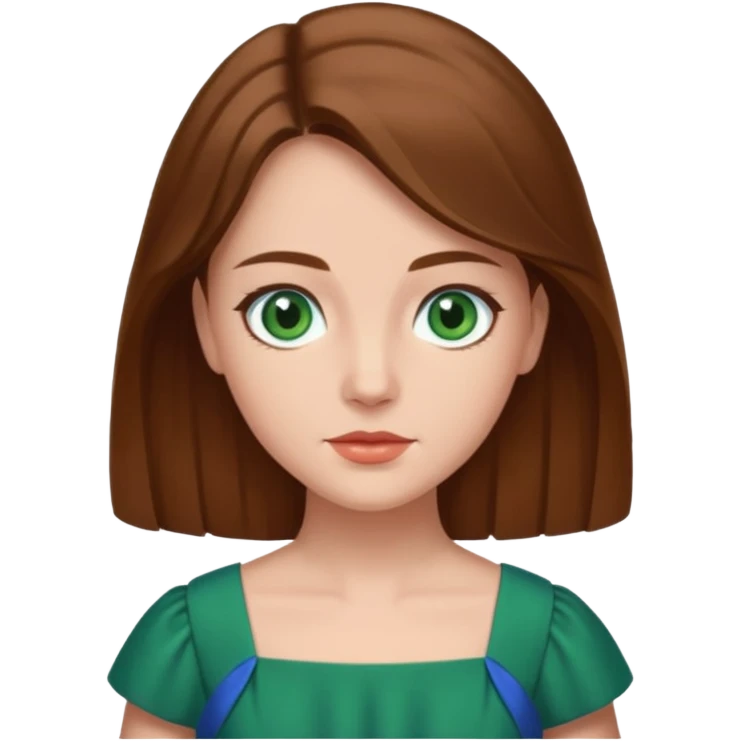 Leonor de Borbon avec cheveux marrons yeux bleu avec robe verte emoji