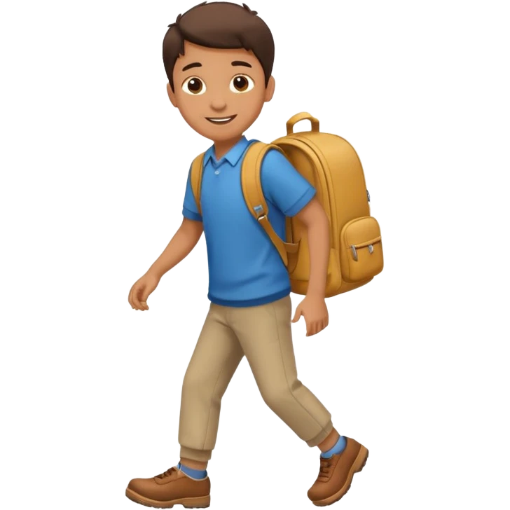 emoji of a boy with a school bag stepping emoji