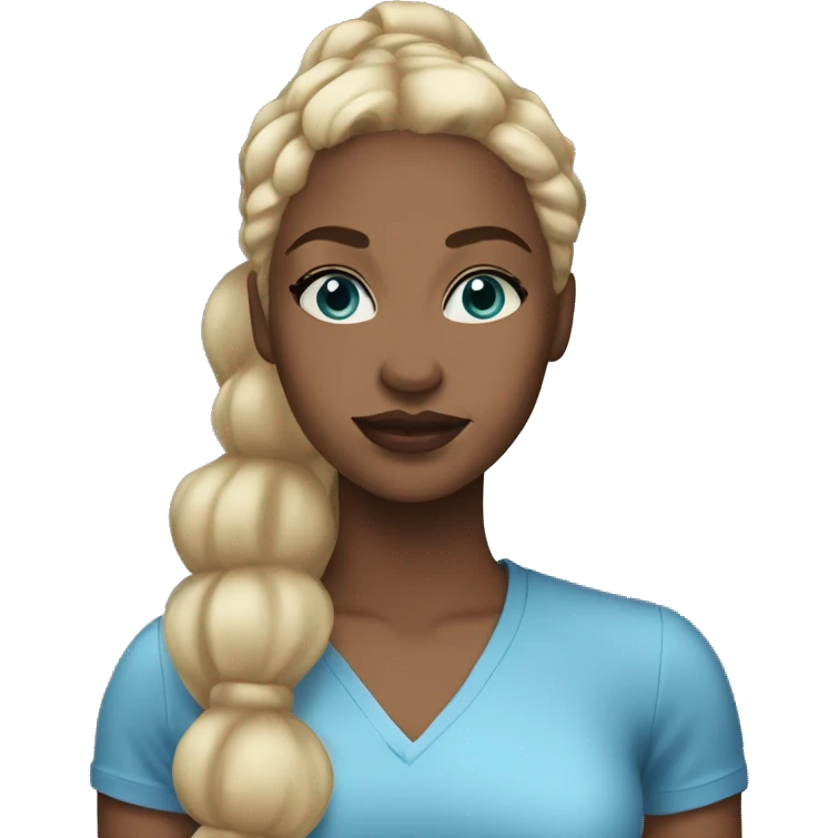 black woman blonde ponytail blue eyes full lips emoji