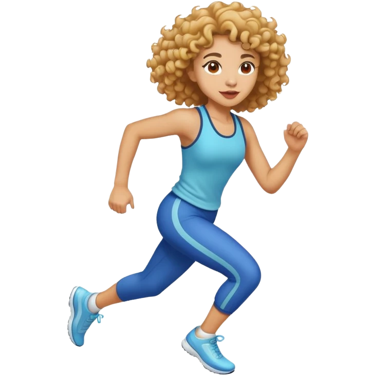 light skin girl running with medium curly hair emoji