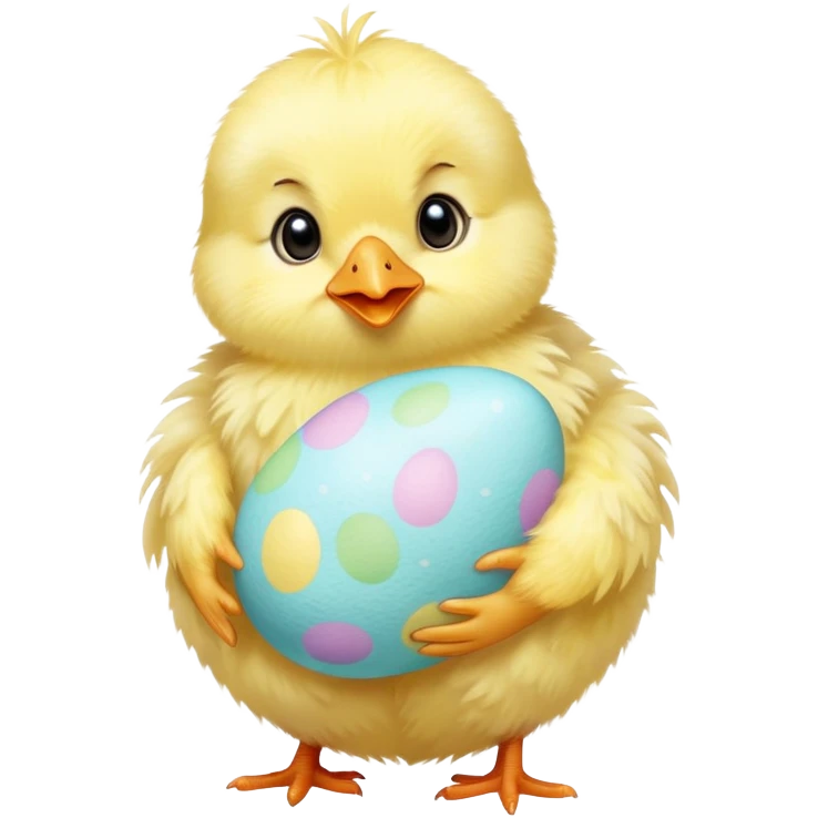 Cute yellow baby chick with Easter egg emoji