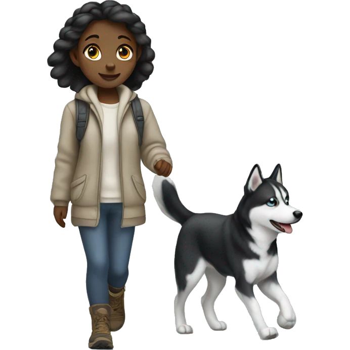 Pale girl walking husky emoji