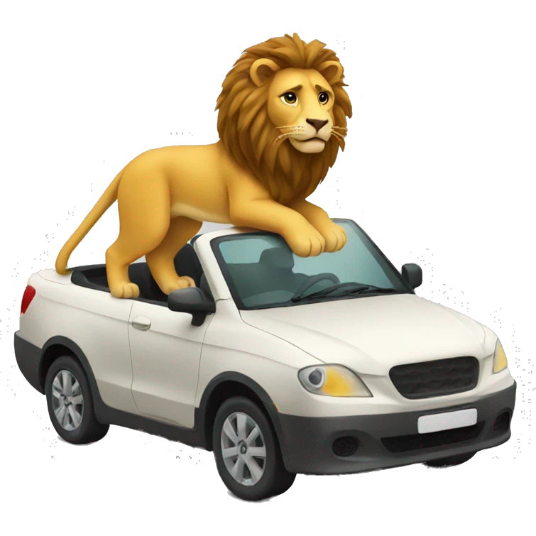 Lion driving car emoji