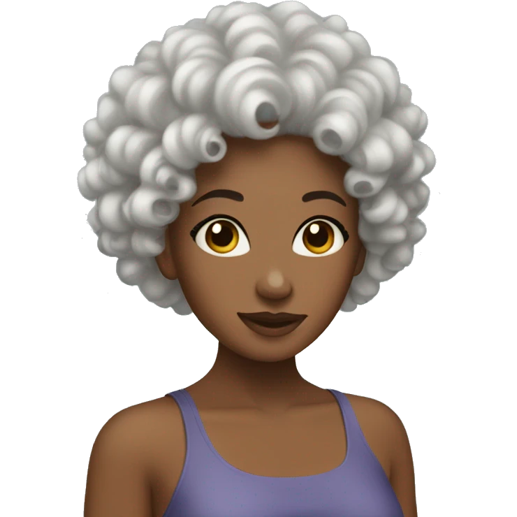 Curly hair girl spa day emoji