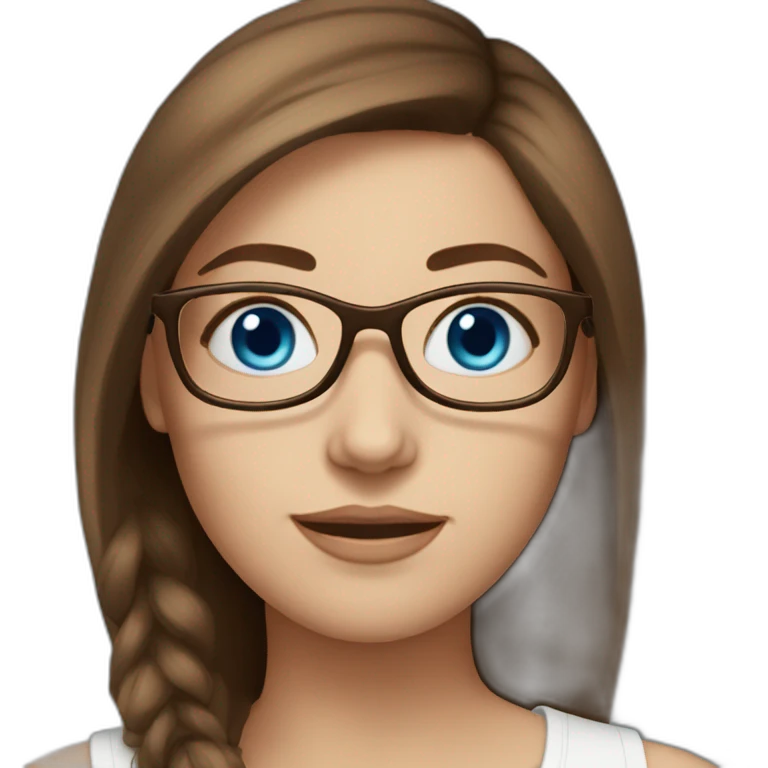 women-blue eyes-brown hair- round glasses-white skin- emoji