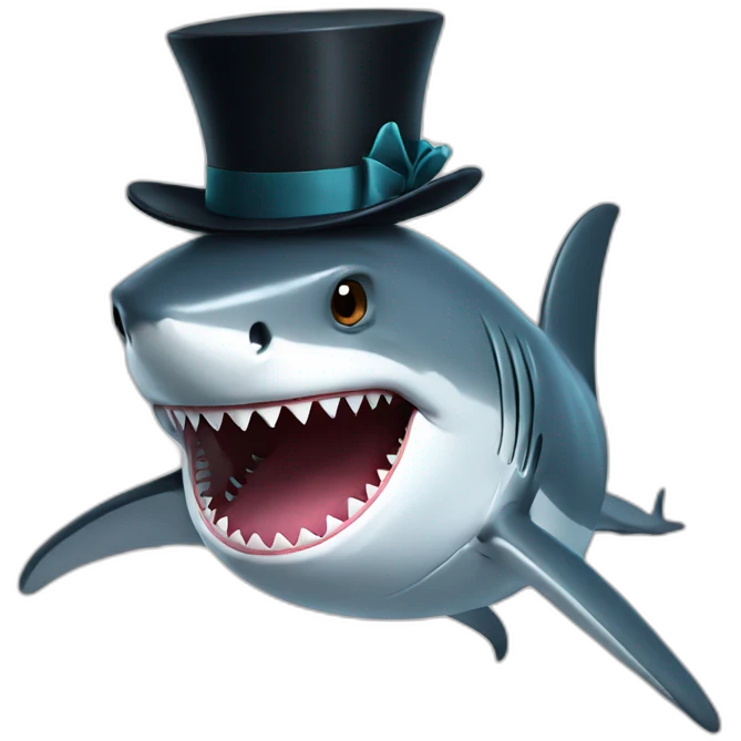 Shark with a top hat emoji