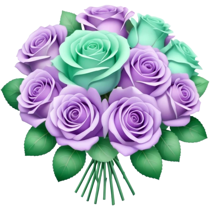 Light purple and mint rose bouquet with beautiful finish emoji