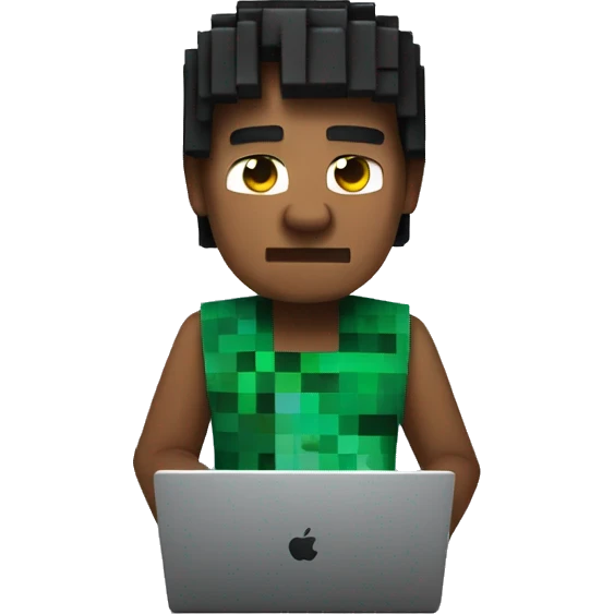 a real person who plays minecraft on a laptop emoji