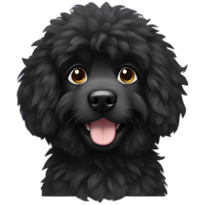 Fluffy black medium size dog emoji