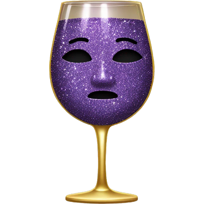 Glitter wine glass no face emoji