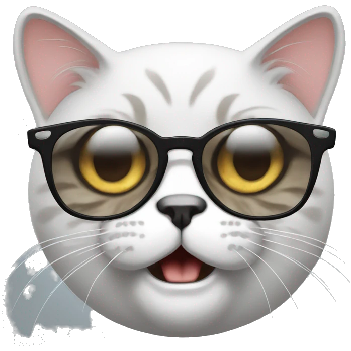 angry British cat with lowered eyebrows in cat eye glasses emoji