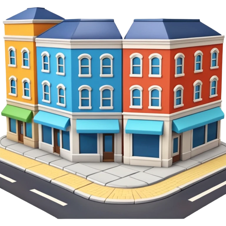 mini diorama of a classic city street corner with small buildings and road emoji