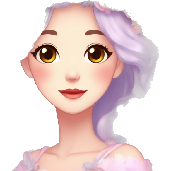 Gorgeous Shiny Colorful Pastel Anime Style Mature Lady with blushing face and pretty hair with a flower crown and antlers pastelcore kawaii cottagecore fairycore aesthetic trending style emoji