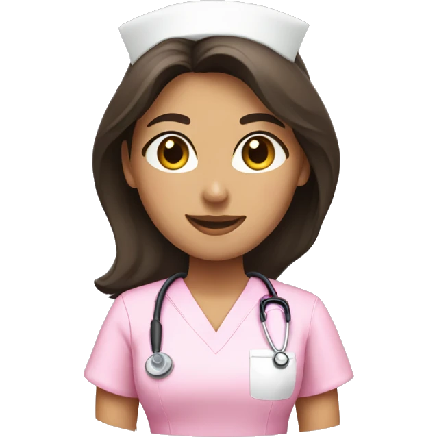 Brunette nurse in pink scrubs emoji