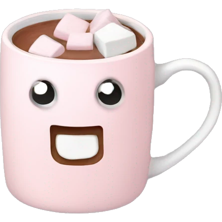Light Pink mug of hot chocolate with marshmallows  emoji
