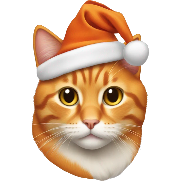 Orange cat with a Christmas hat on emoji