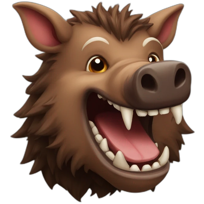 anthropomorphic brown boar with fangs emoji