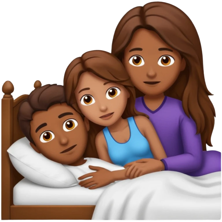 Brown Man with brown hair woman naked having sex in bed emoji