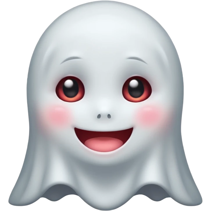 little cute ghost is smiling with blushed face, only face cute animie eyes emoji