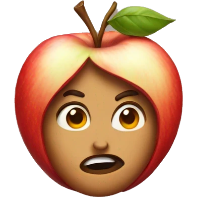 apple emoji doing side eye emoji