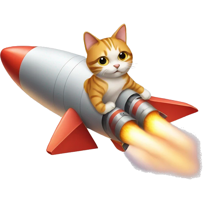 Cats sitting on rockets emoji