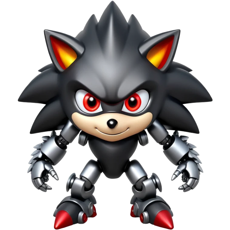 Robotic black Shadow the Hedgehog with metallic body, glowing red eyes, and mechanical quills emoji