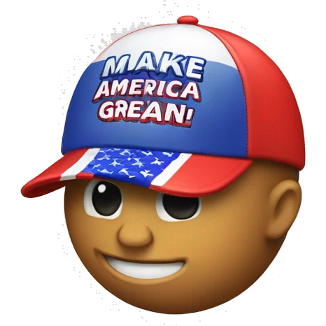 Red ball cap that says “make America great again” emoji