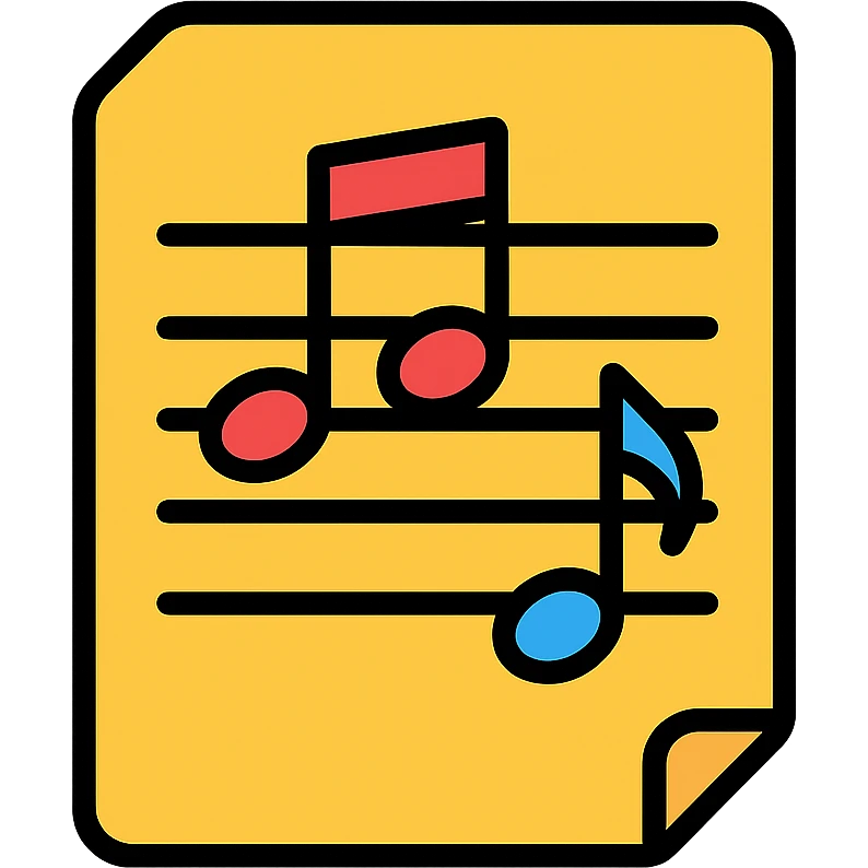 sheet music, simple and clear icon style, no text emoji