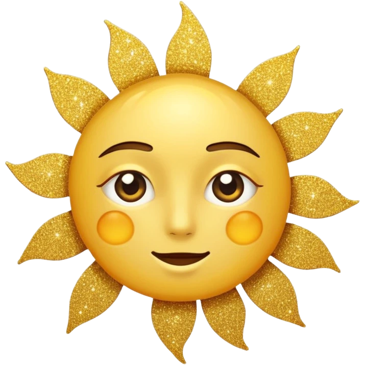 sun in 2d golden glitter in colour emoji