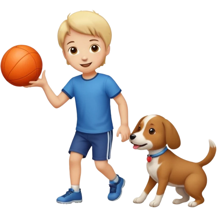 kid and dog playing with ball emoji