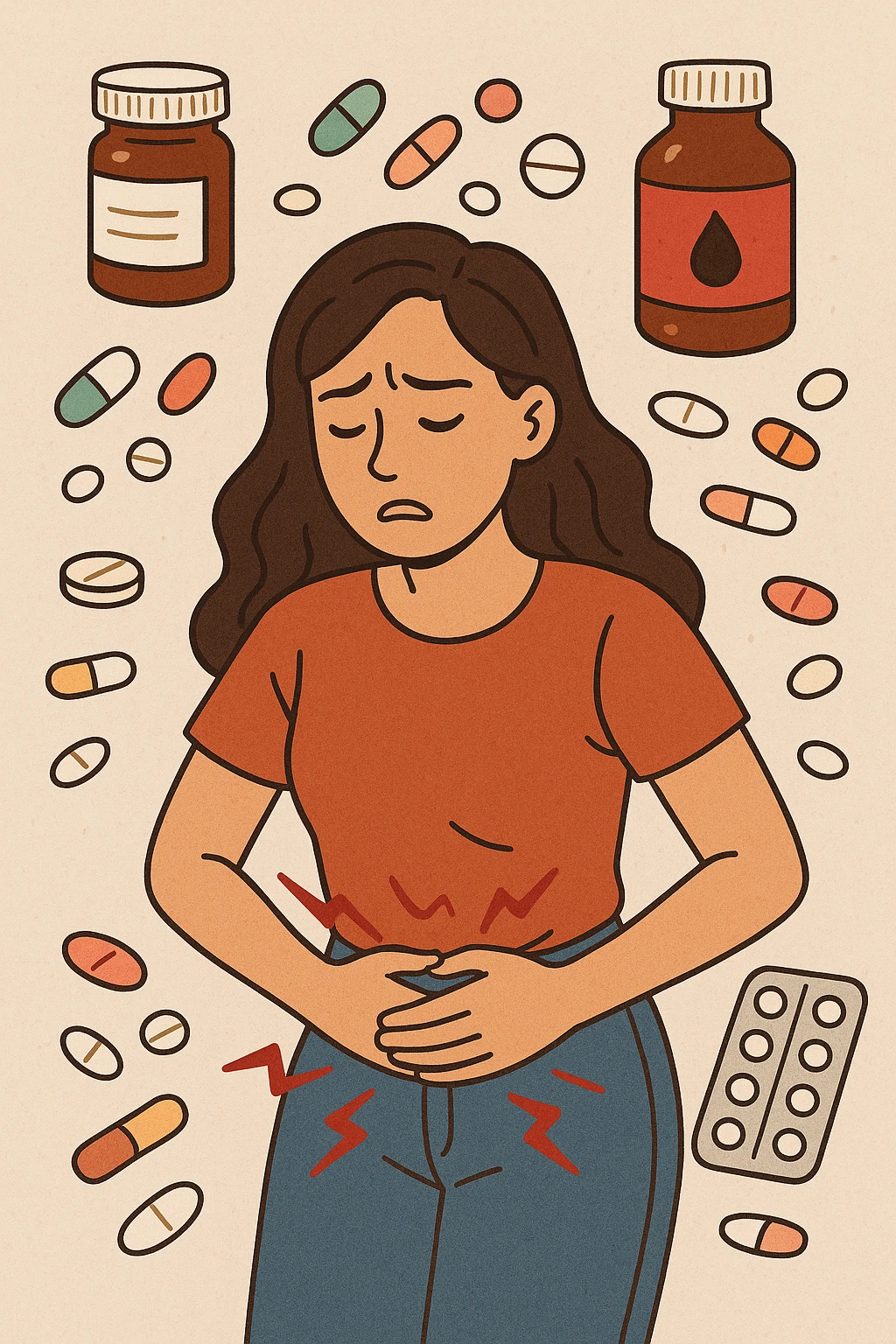 Donna con problemi di ciclo mestruale, quindi vuole dei farmaci per risolvere emoji