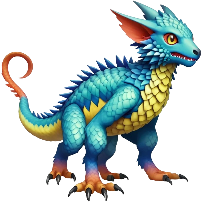  colorful modern Fakémon-Digimon-Trico-Vernid-creature (full body) emoji