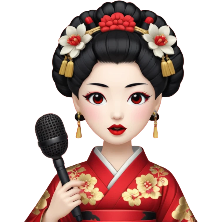 geisha singing with micro emoji