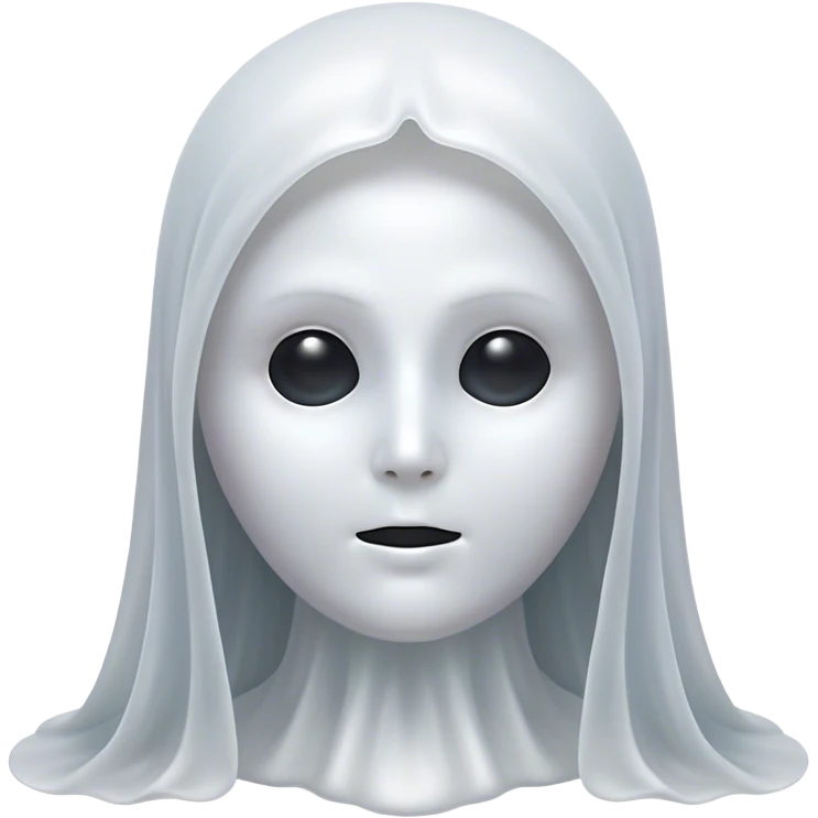 Cinematic Noble Ghost Portrait Emoji, Ethereal and dignified, with a flowing, translucent form in silvery-white hues, wispy and majestic, and a calm, otherworldly expression with deep, thoughtful eyes, simplified yet sophisticated features, highly detailed, glowing with a soft, spectral radiance, high shine, exuding regal mystery and quiet authority, with a soft glowing outline that captures the essence of a ghostly guardian drifting from another realm! emoji