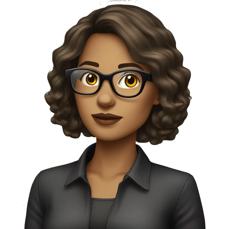 femme brune cheveux noirs courts lunettes transparentes emoji