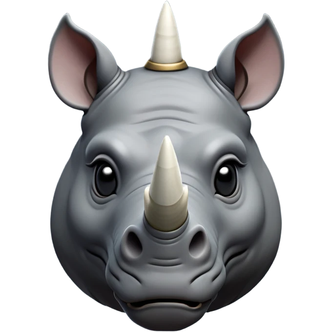 cinematic-noble--rhinoceros-portrait-emoji,slate-grey-hide--poised-and-regal,-with-a-massive,-powerful-build-and-a-thick, -deep-set-soulful-piercing-eyes,-simplified-yet-sharp-and-sophisticated-features,-highly-detailed,-large-black-eyes, zoomed out showing shoulders, large white horn  emoji