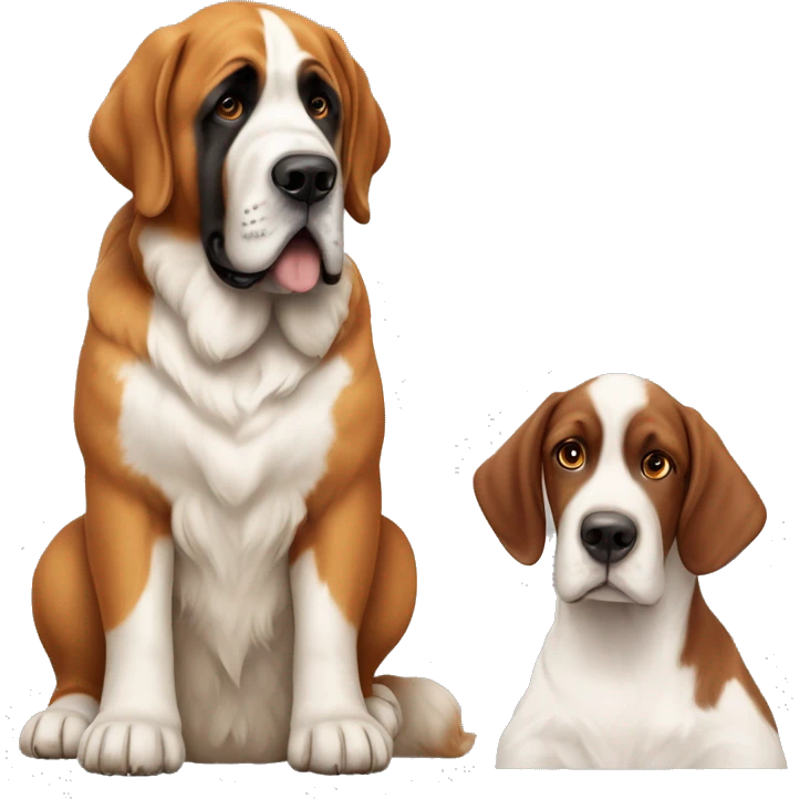 Two dogs, ￼ one Saint Bernard and one vizsla emoji