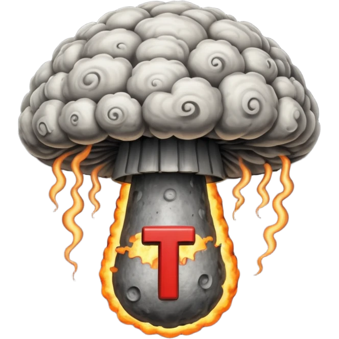 atomic bomb muschroom cloud in the shape of the letter T emoji