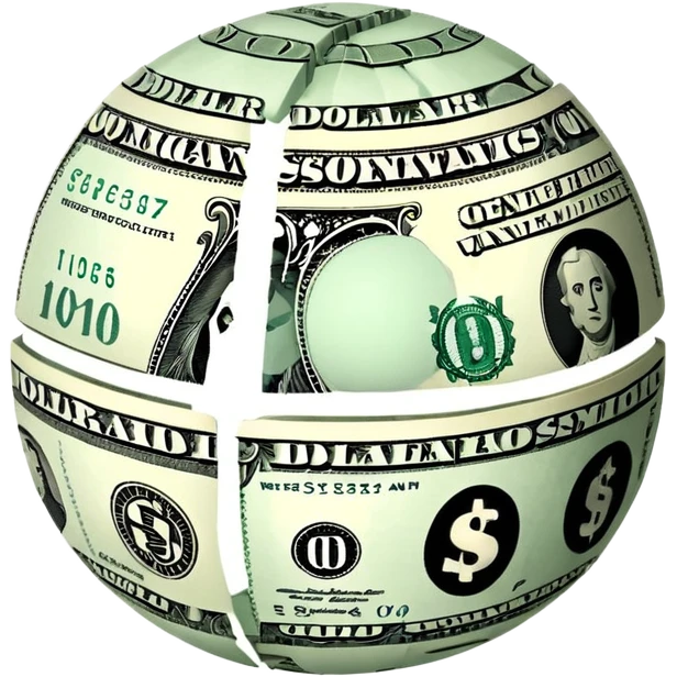 Snow ball with dollar bills  emoji